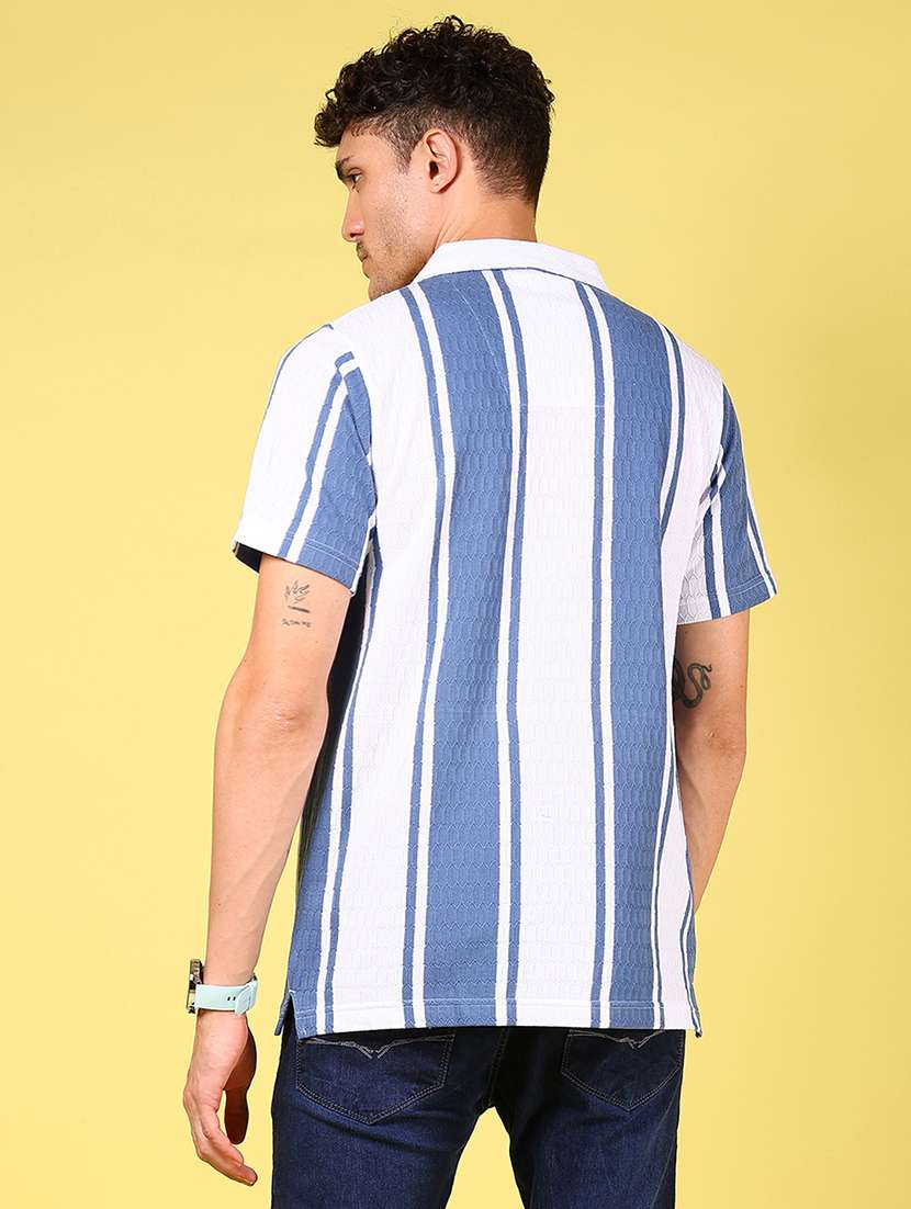 men striped cuban collared short sleeve casual shirt - 21925997 -  Standard Image - 4