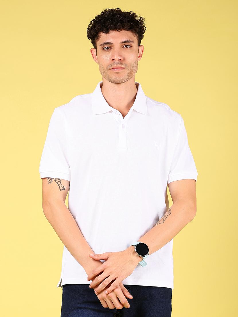 men solid short sleeve polo t-shirt - 21925999 -  Zoom Image - 0