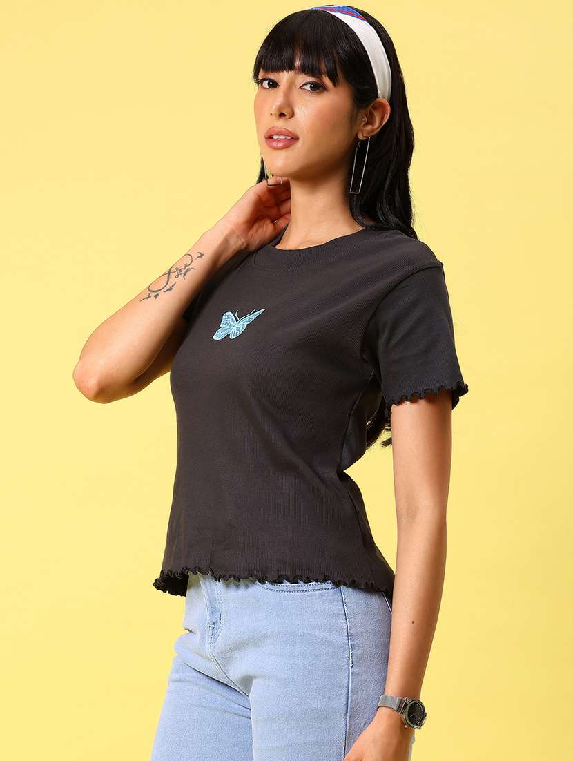 women black printed short sleeve top - 21926080 - Standard Image - 4