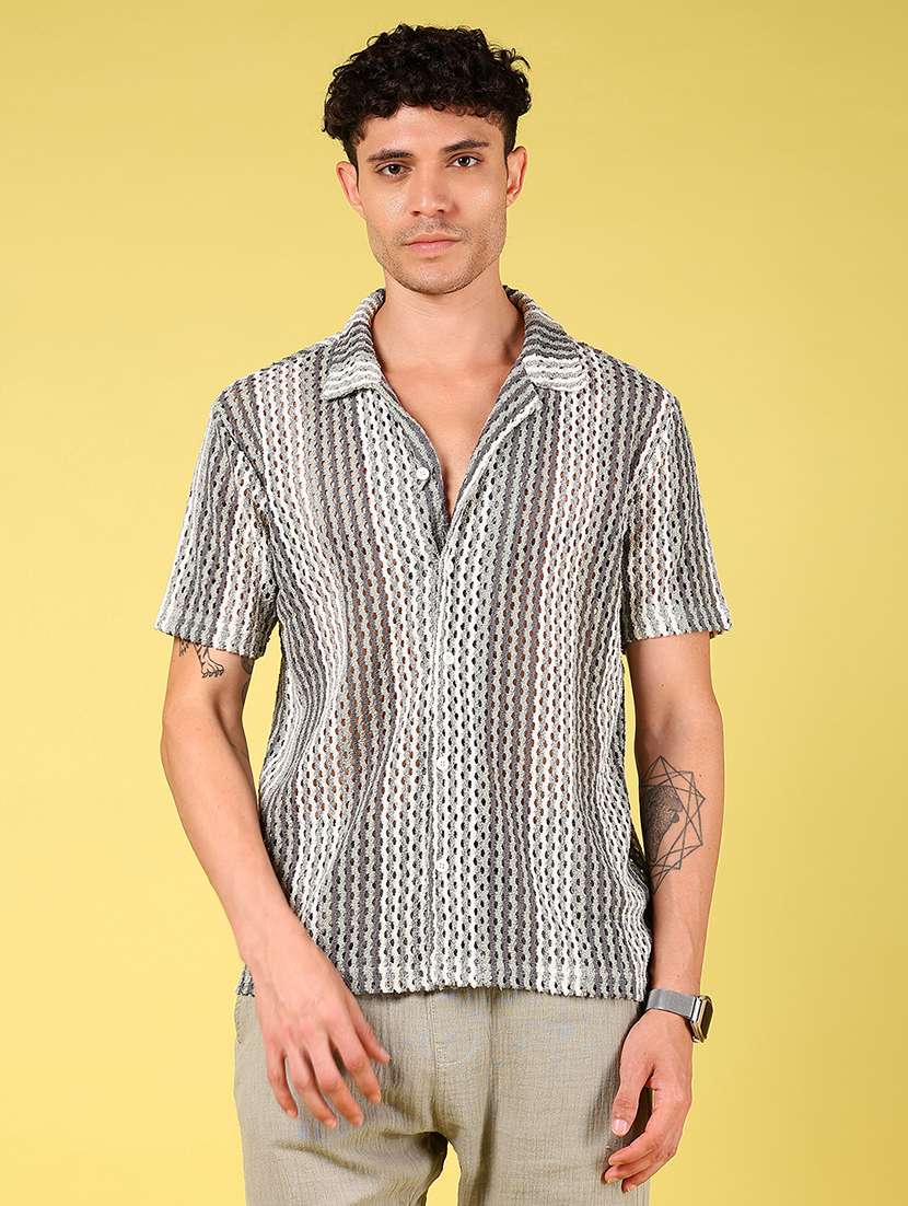men self design short sleeve regular fit casual shirt - 21926083 -  Standard Image - 1