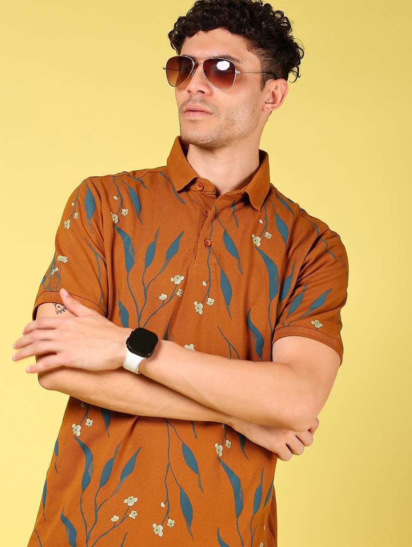 women printed short sleeve polo t-shirt