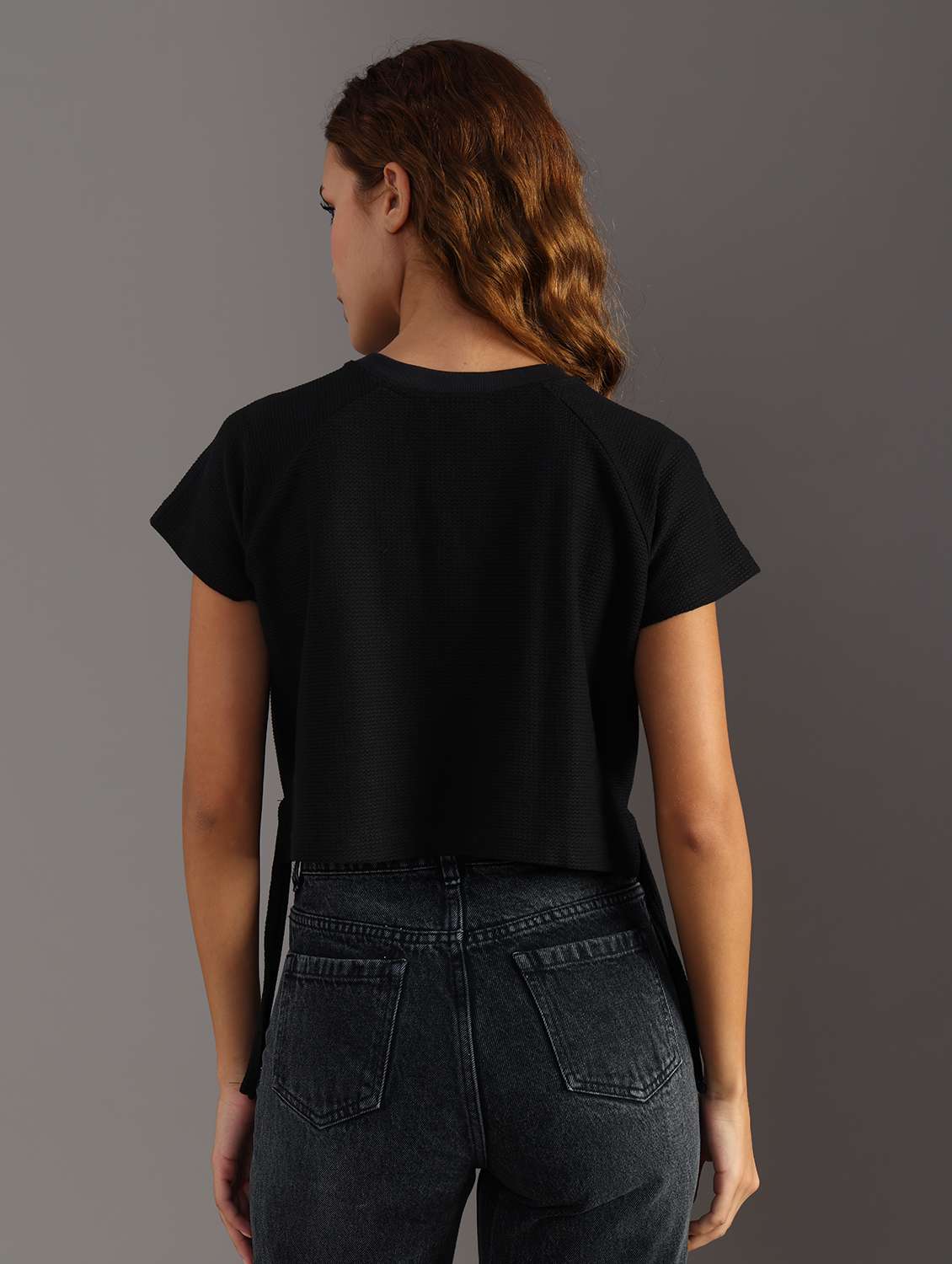 women solid short sleeve crop top - 21926212 - Standard Image - 4