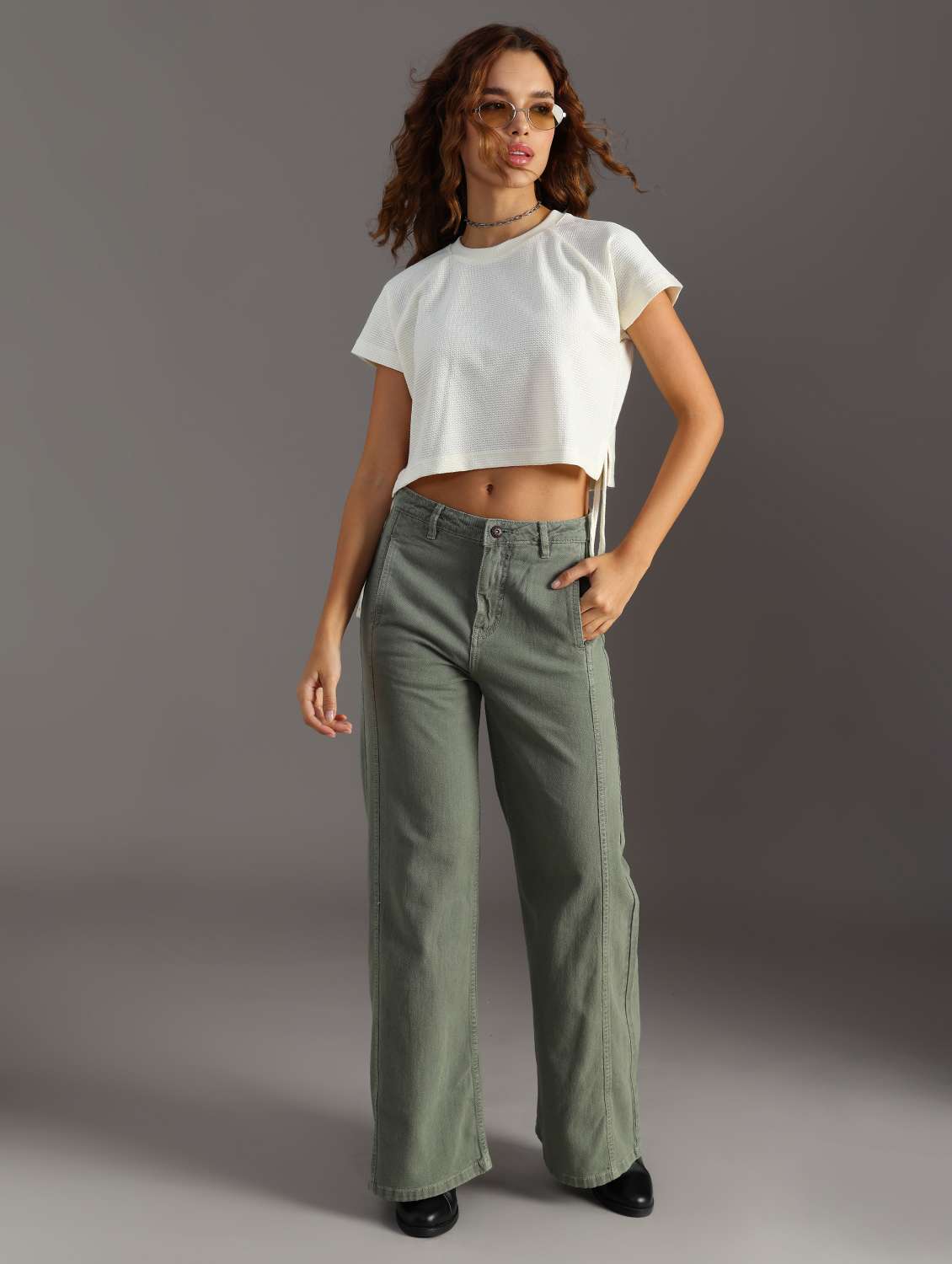 women solid short sleeve crop top - 21926214 -  Standard Image - 6
