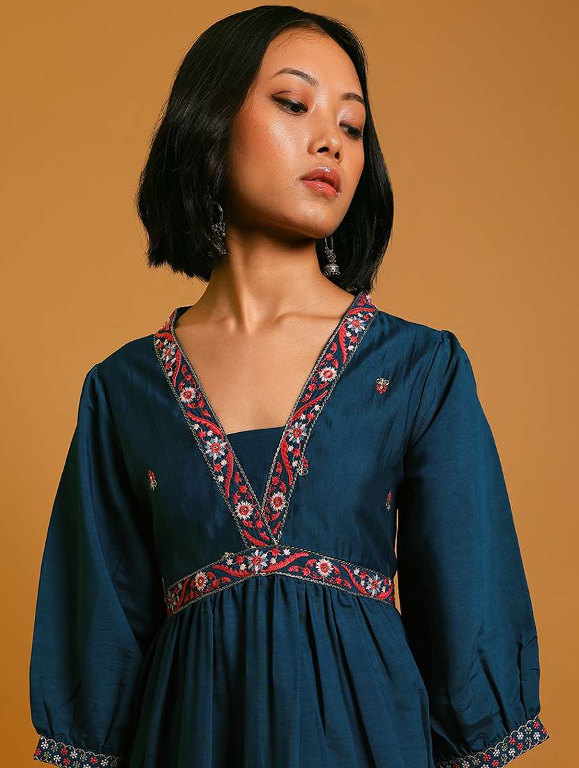 women embroidered puff sleeve tiered ethnic dress - 21926217 -  Standard Image - 4