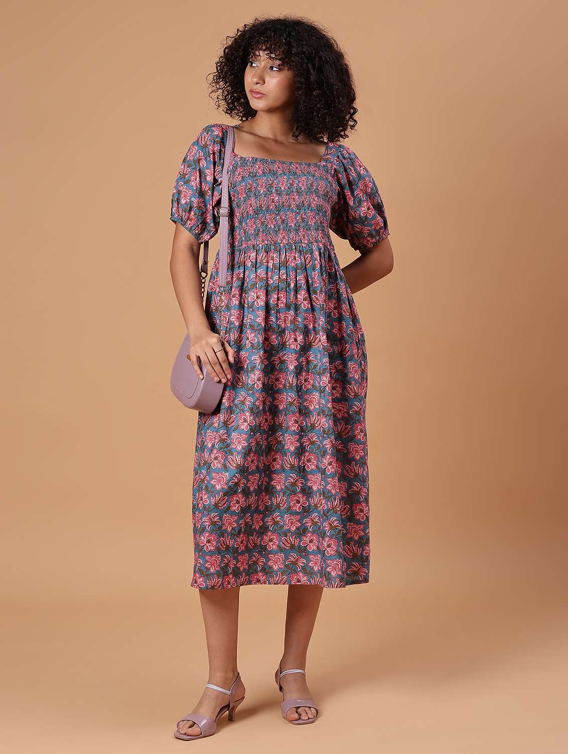 Women Floral Print Puff Sleeve Fit & Flare Dress - 21926218 -  Standard Image - 6