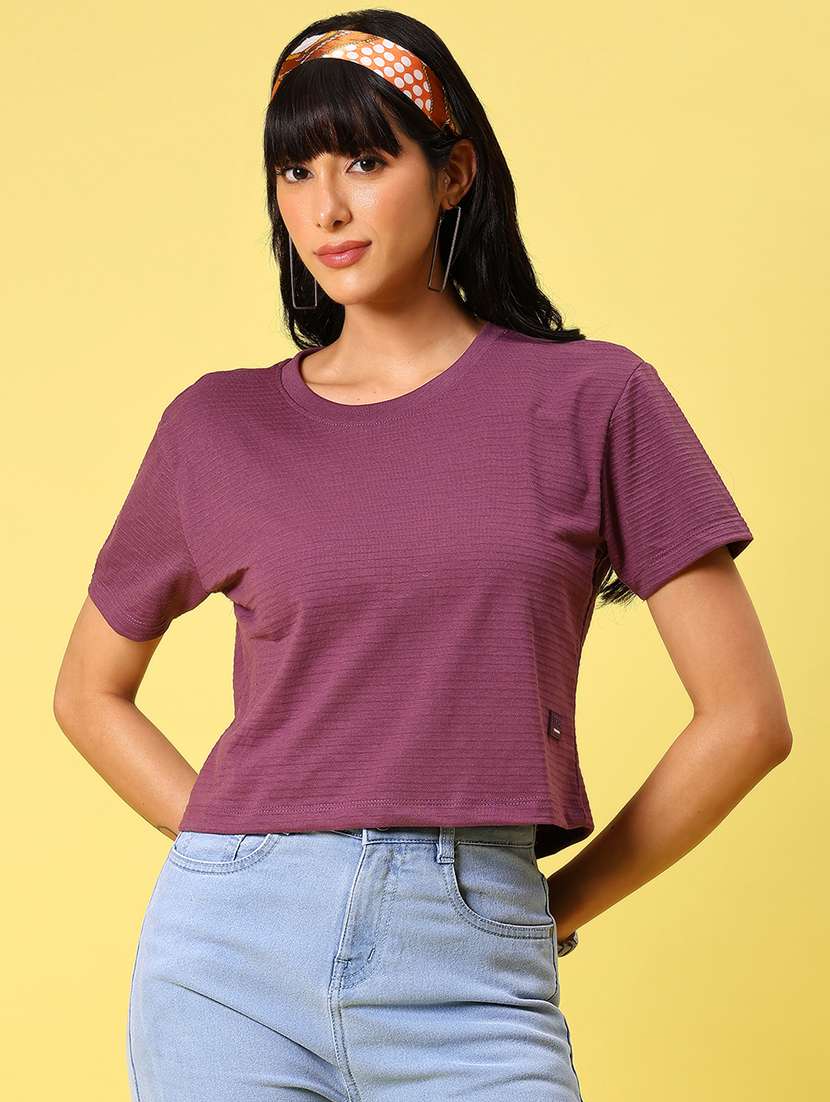 women solid short sleeve regular top - 21926224 - Standard Image - 1