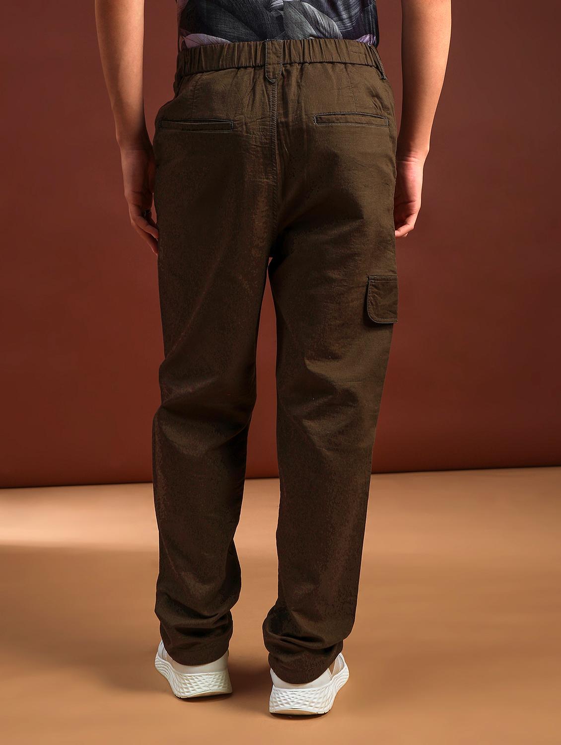 olive yarn dyed striper casual trousers - 21926229 - Standard Image - 4