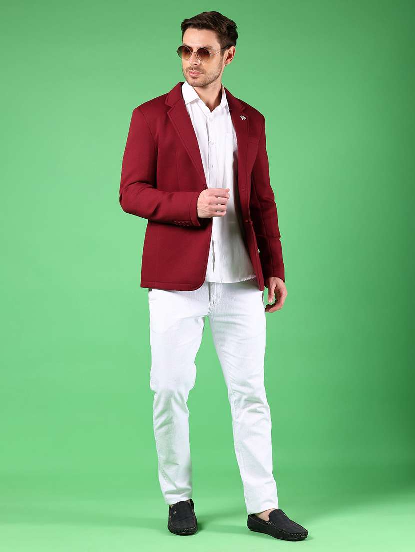 men solid lapel collar single breasted casual blazer - 21926293 -  Standard Image - 4