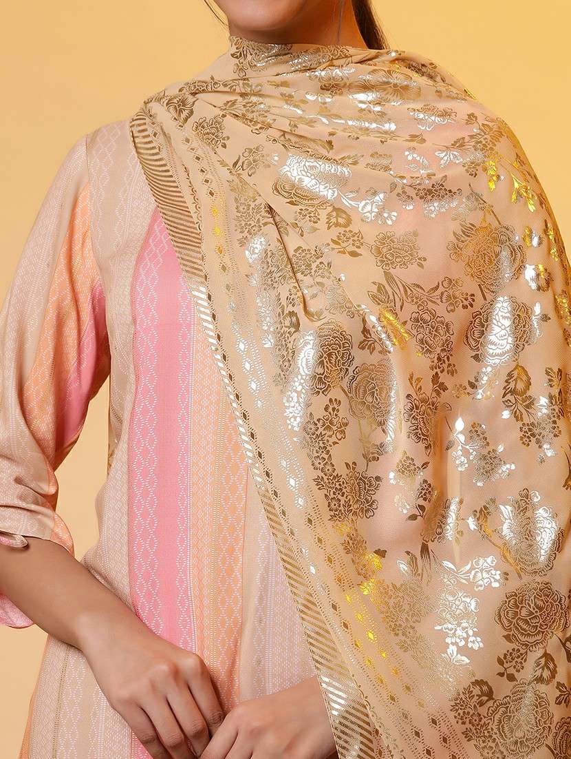 multi colored cotton blend kurta dupatta  set - 21926321 -  Standard Image - 1