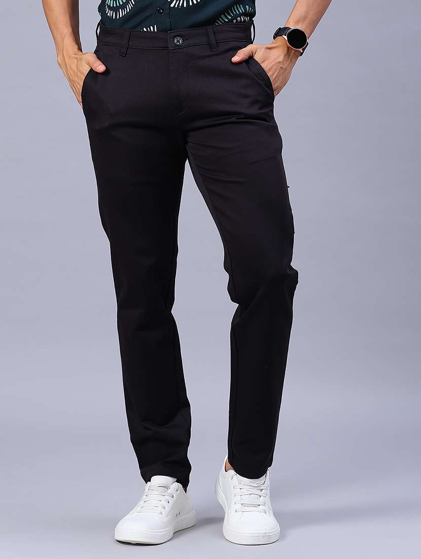 men solid mid rise casual chinos - 21926488 -  Standard Image - 1