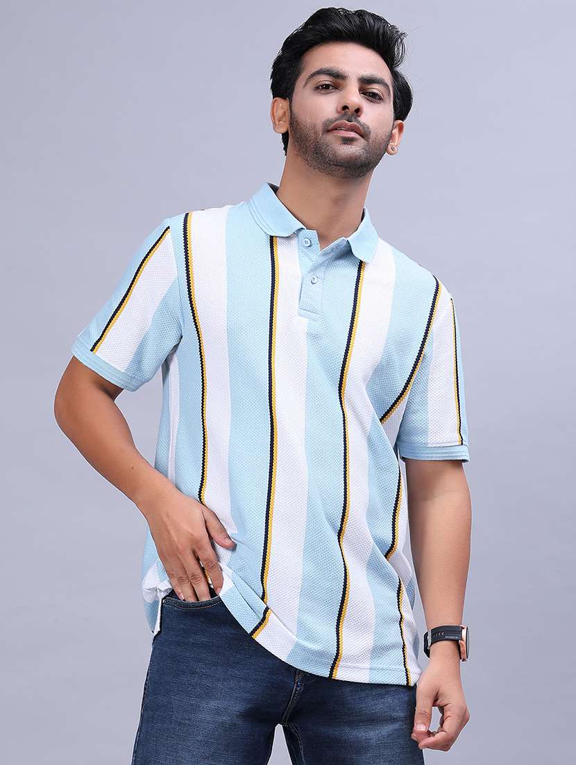 men striped short sleeve regular fit polo t-shirt - 21926534 -  Standard Image - 1