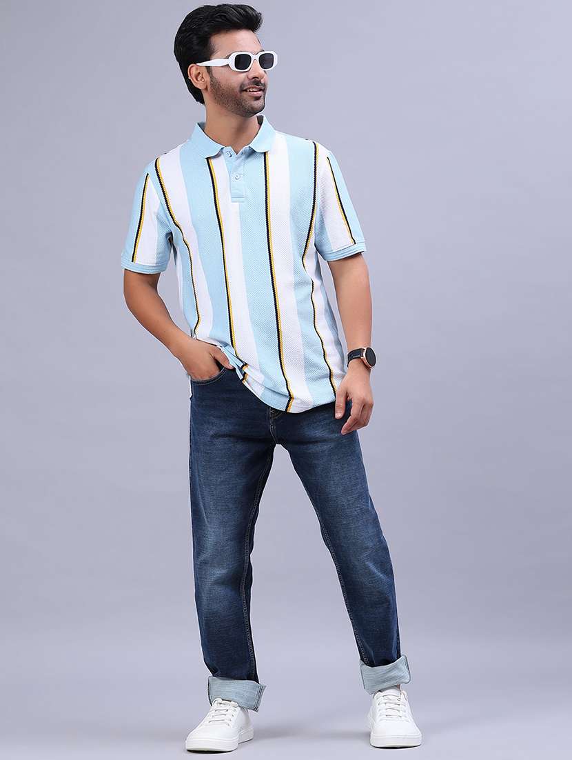 men striped short sleeve regular fit polo t-shirt - 21926534 -  Standard Image - 4