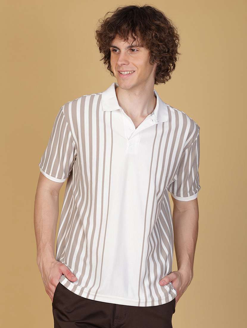 men striped short sleeve regular fit polo t-shirt - 21926569 - Standard Image - 1