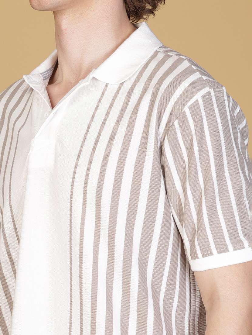 men striped short sleeve regular fit polo t-shirt - 21926569 - Standard Image - 4