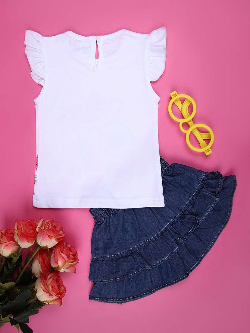 girls printed top and skirt co-ord set - 21926594 -  Standard Image - 1
