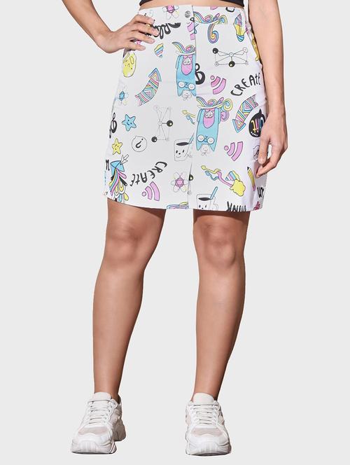 women white printed high rise straight skirt - 21926614 - Standard Image - 0