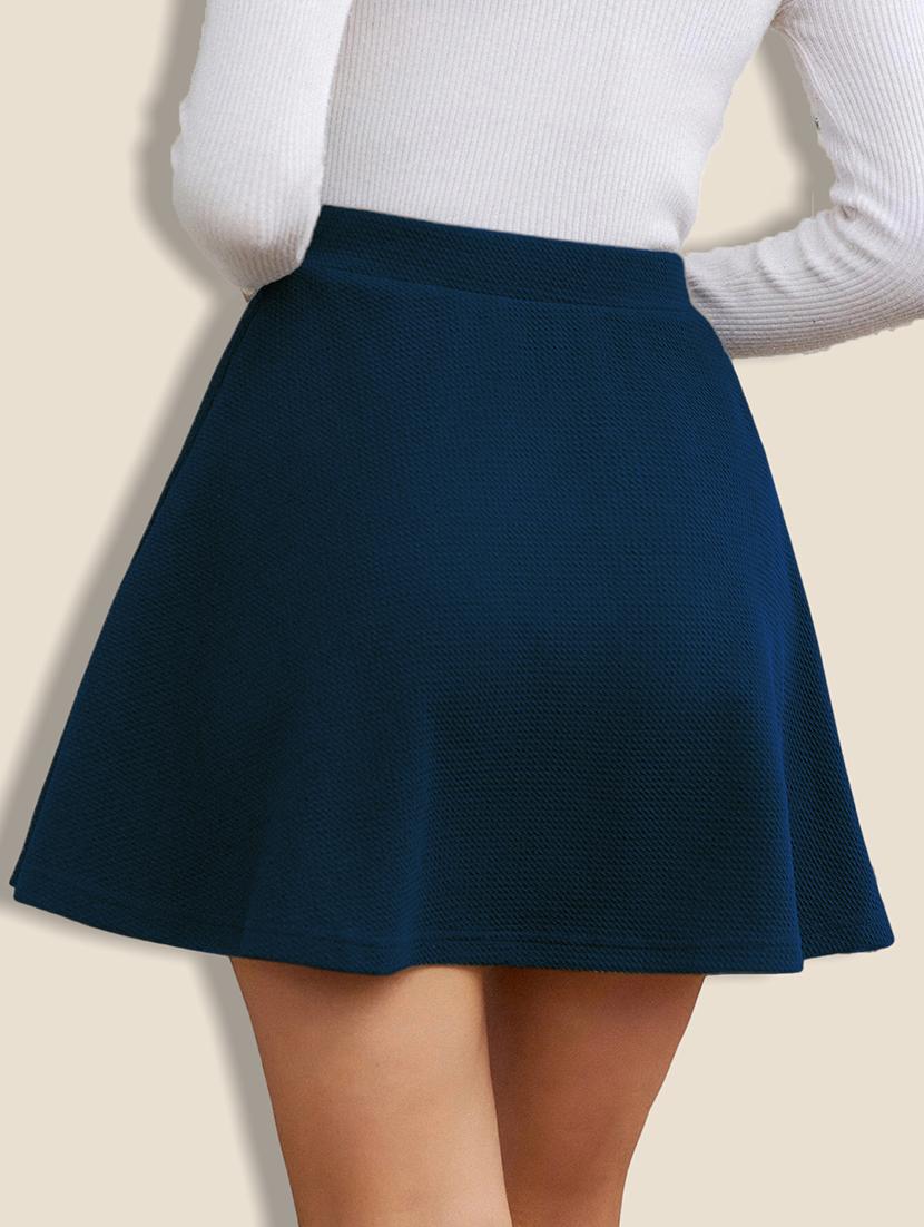 women solid high rise skater skirt - 21926618 -  Standard Image - 1