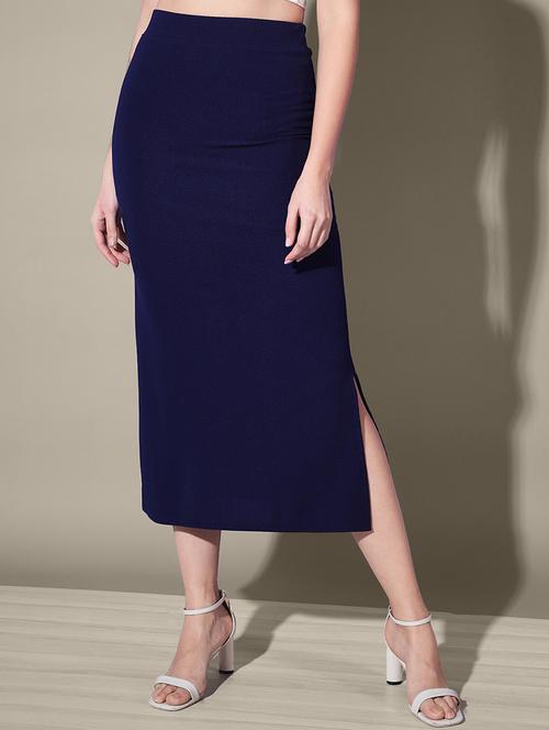 women solid high rise midi bodycon skirt - 21926622 - Standard Image - 0