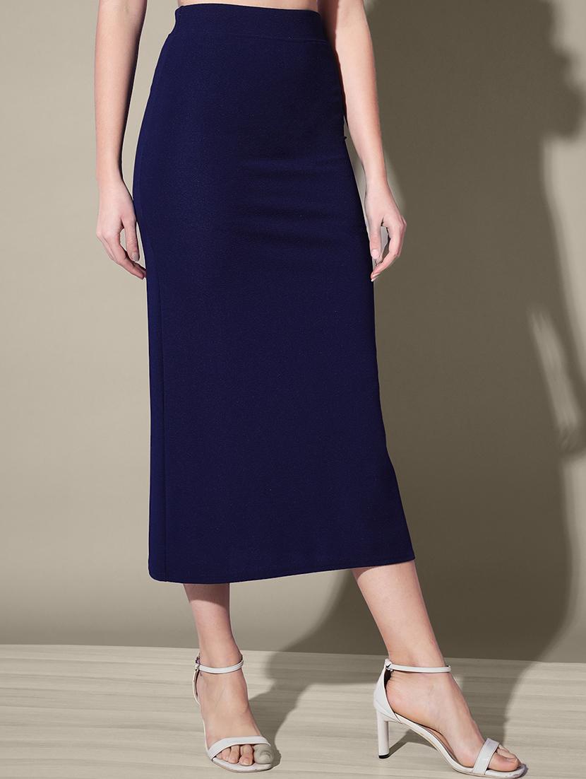 women solid high rise midi bodycon skirt - 21926622 - Standard Image - 1