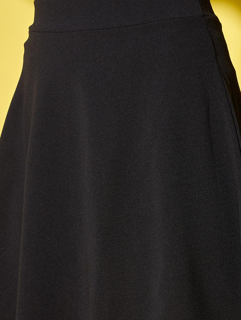 women black solid high rise flared skirt - 21926633 - Standard Image - 4