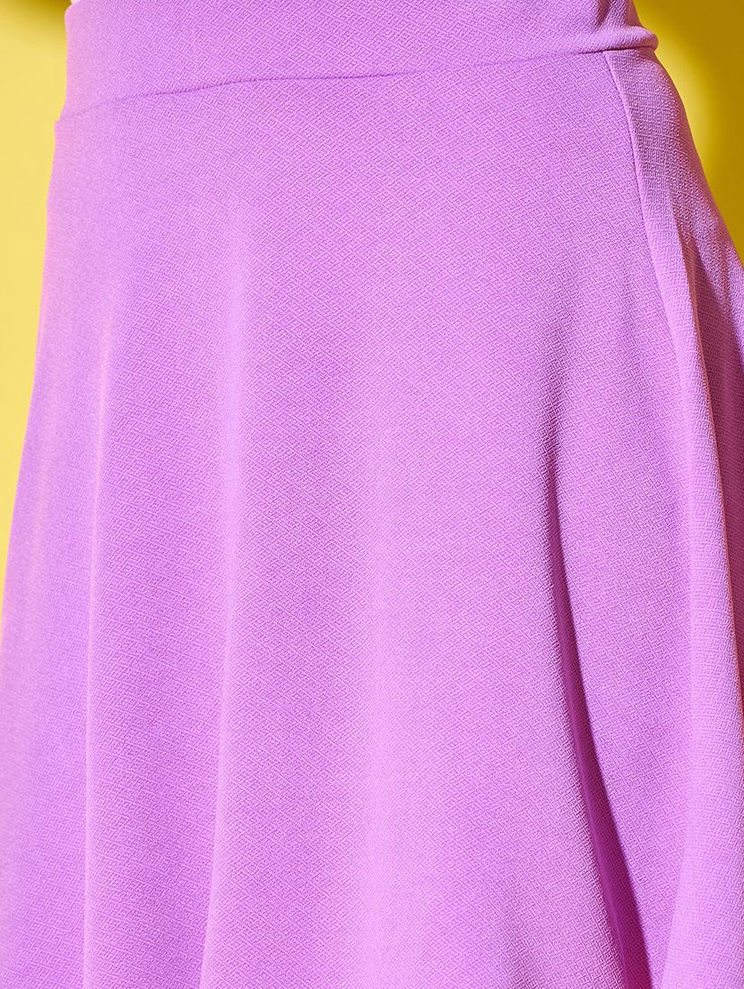 women lavender solid high rise flared skirt - 21926634 - Standard Image - 4