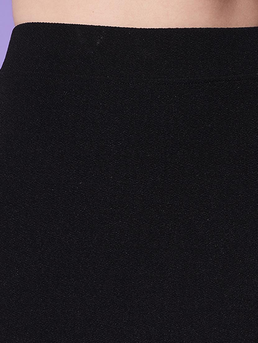 women black solid high rise bodycon skirt - 21926643 - Standard Image - 4