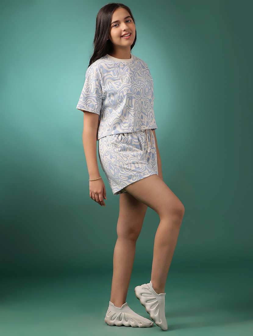 girls printed round neck shorts set nightwear - 21926674 -  Standard Image - 1