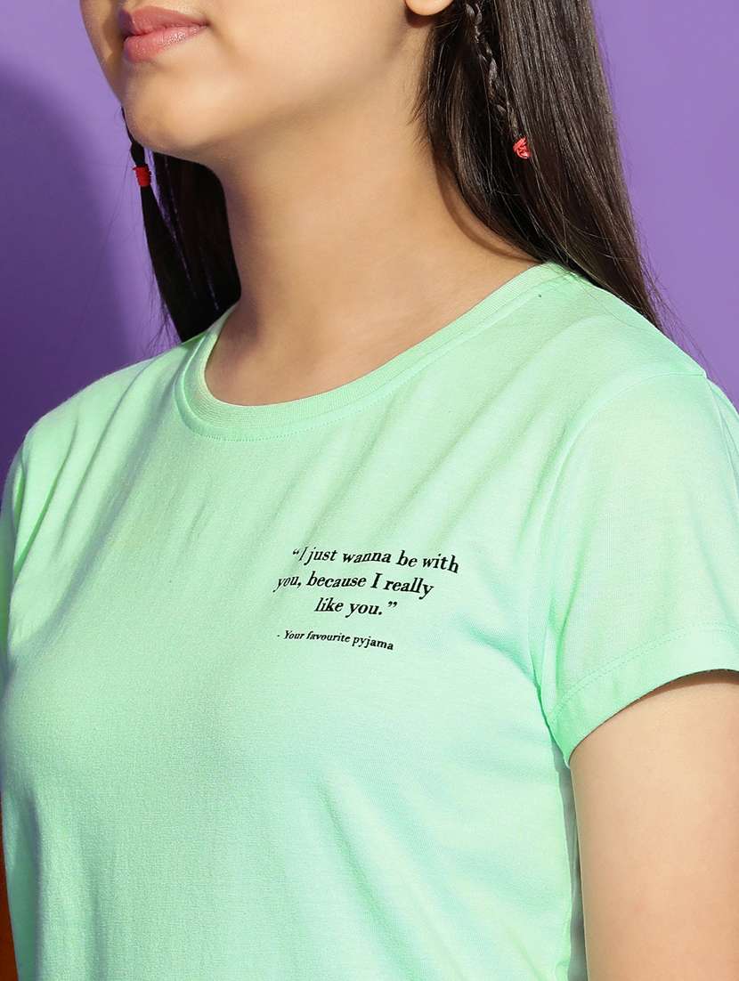 girls typographic round neck shorts set nightwear - 21926677 - Standard Image - 4