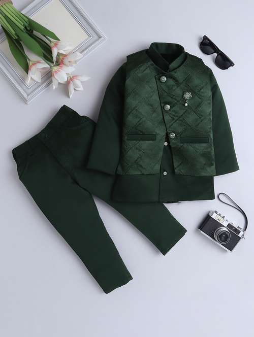 boys embroidered sherwani set with jacket - 21926690 - Standard Image - 0