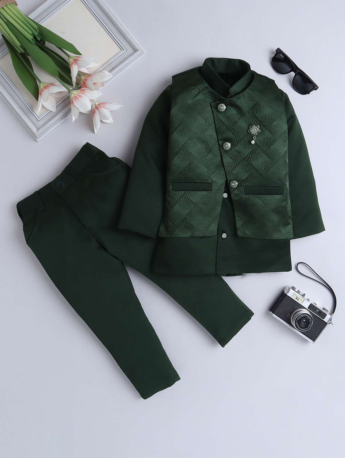 boys embroidered sherwani set with jacket - 21926690 - Zoom Image - 0