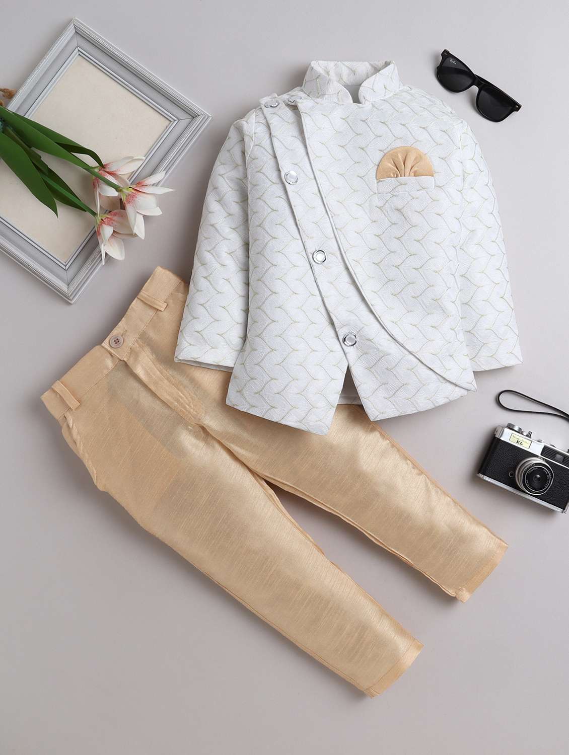 boys white embroidered sherwani set  - 21926694 -  Zoom Image - 0
