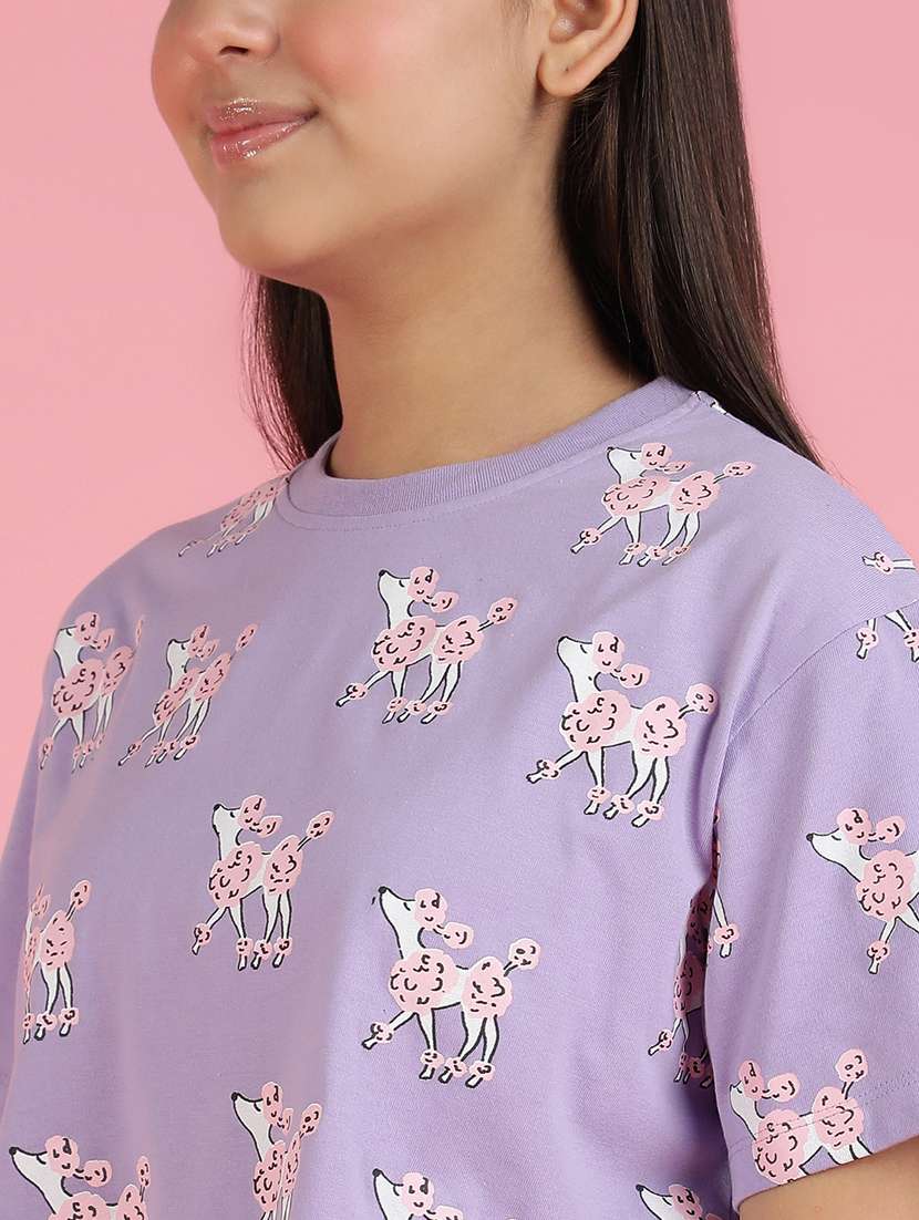 girls printed round neck shorts set nightwear - 21926716 -  Standard Image - 4