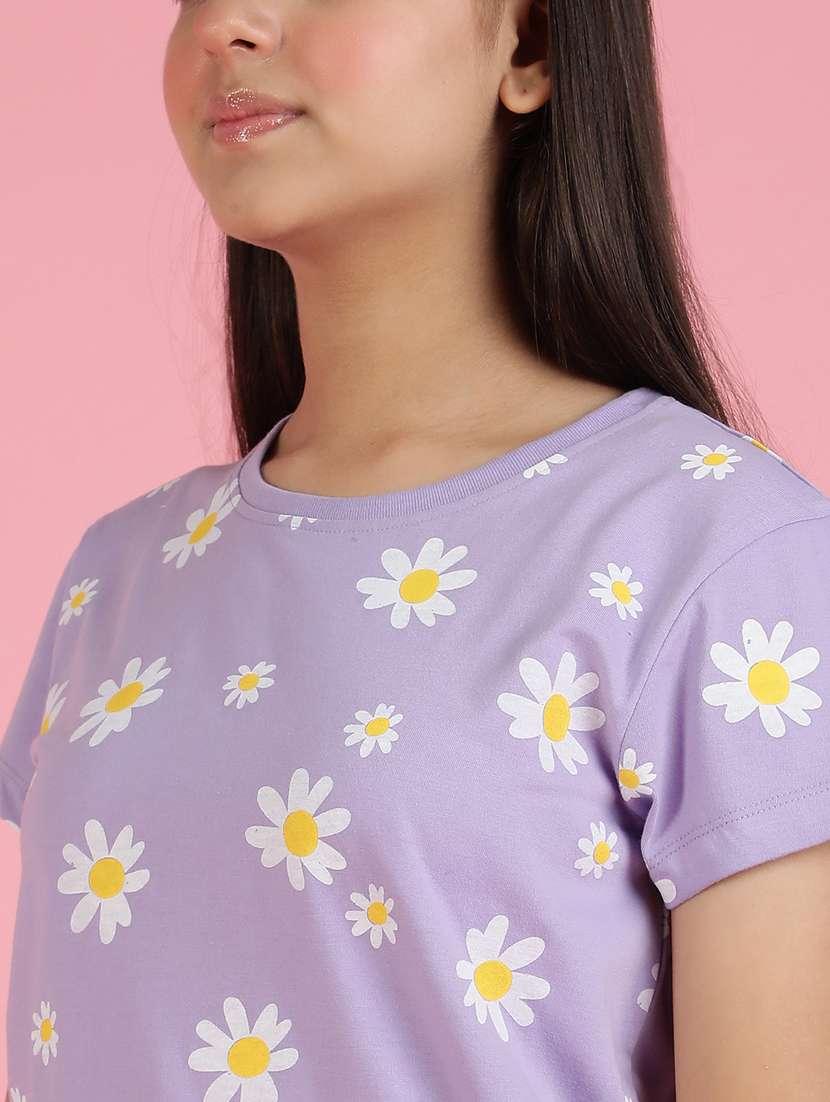 girls printed round neck shorts set nightwear - 21926722 -  Standard Image - 4