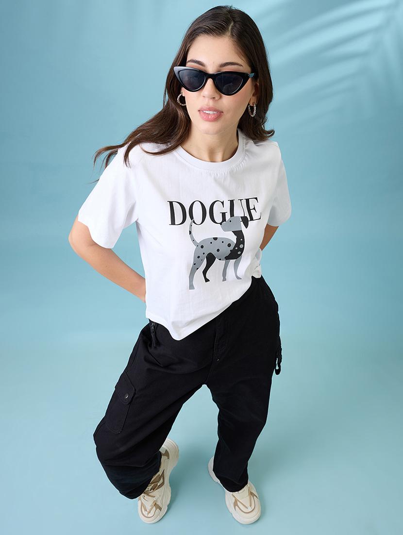 women white graphic print round neck short sleeves oversized t shirt - 21926767 - Standard Image - 4