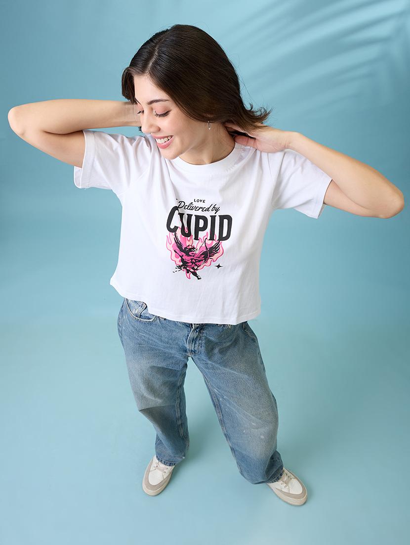 women white graphic print round neck short sleeves oversized t shirt - 21926769 - Standard Image - 4