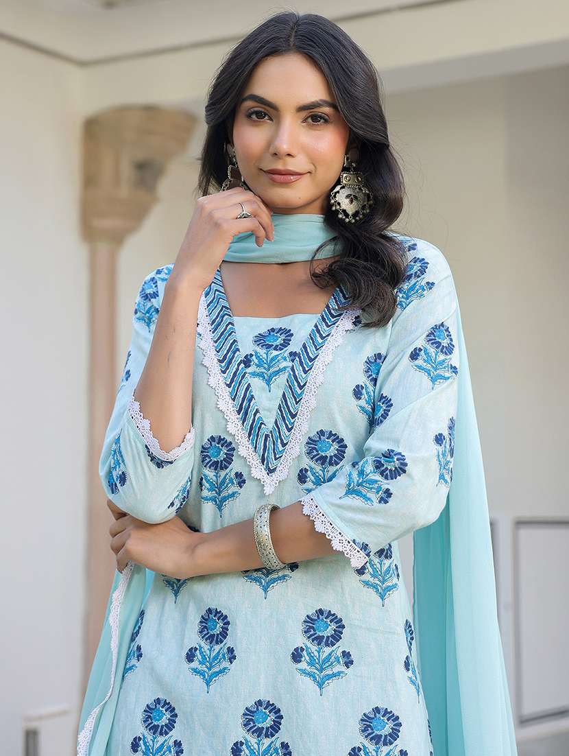 women three quarter sleeve kurta pant with dupatta set - 21926819 - Standard Image - 6