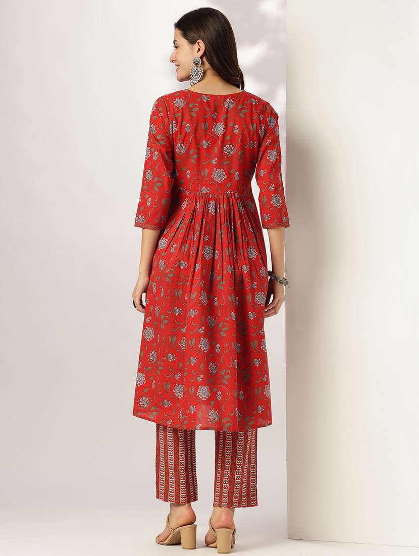 women three quarter sleeve kurta pant set - 21926826 -  Standard Image - 4