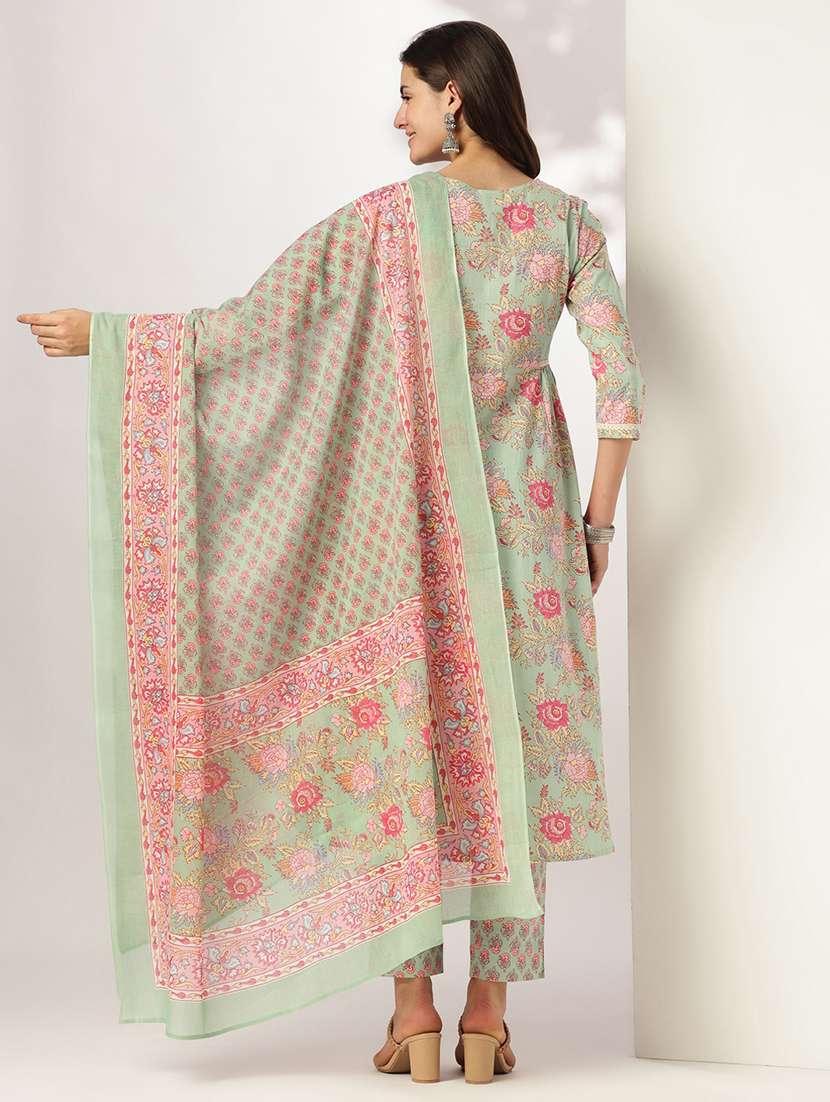 women three quarter sleeve kurta pant with dupatta set - 21926829 -  Standard Image - 4