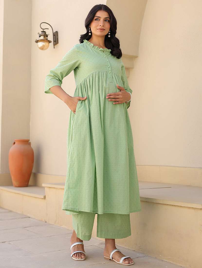 women self design maternity wear kurta palazzo set - 21926831 -  Standard Image - 1