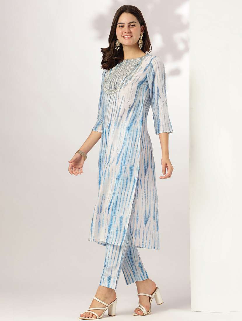 women three quarter sleeve kurta pant set - 21926832 -  Standard Image - 1