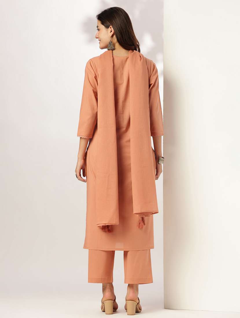 women three quarter sleeve kurta pant with dupatta set - 21926834 -  Standard Image - 4