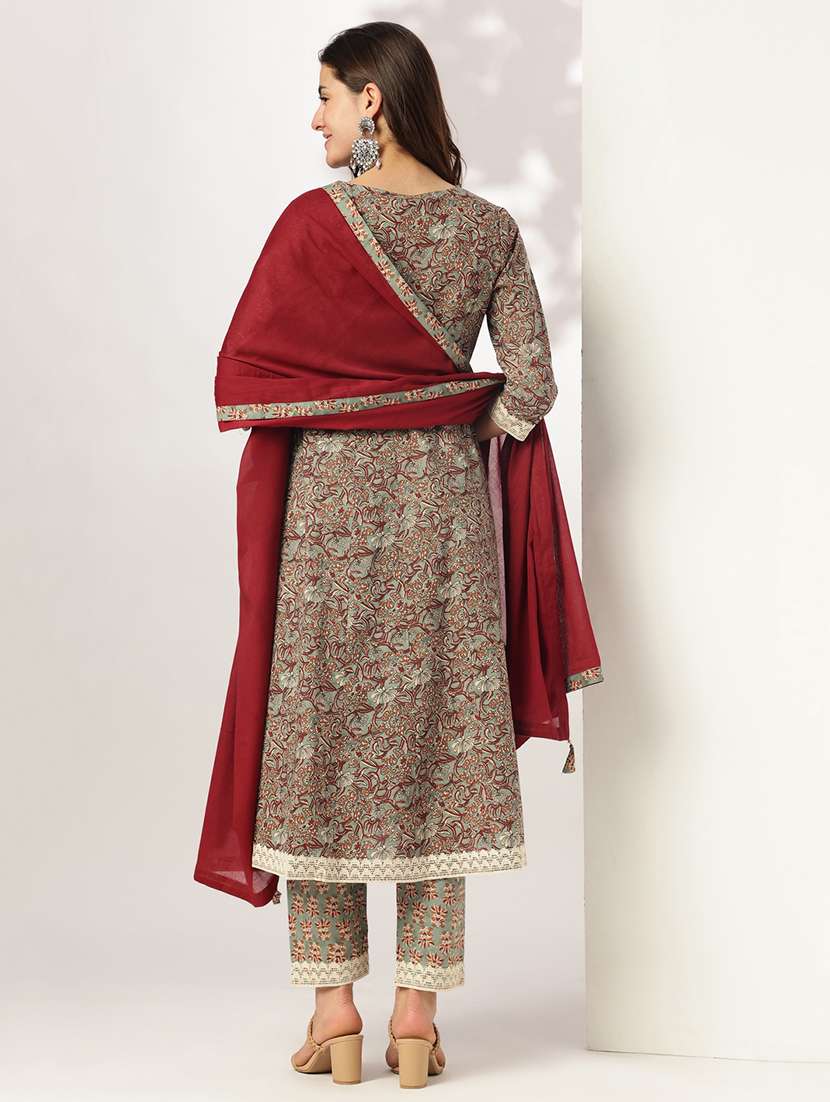 women three quarter sleeve kurta pant with dupatta set - 21926838 -  Standard Image - 4