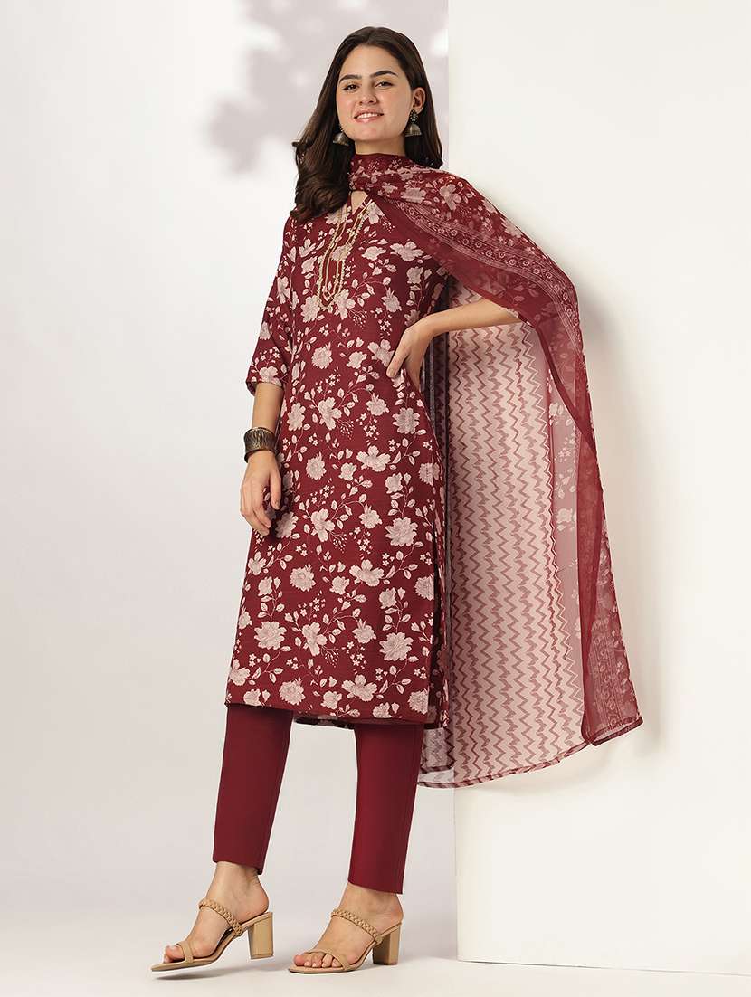 women three quarter sleeve kurta pant with dupatta set - 21926839 -  Standard Image - 1