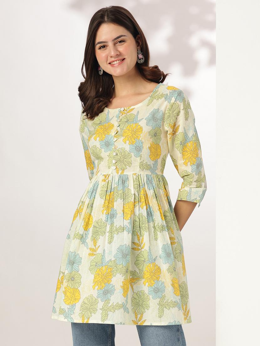 women floral printed flared kurti - 21926850 - Standard Image - 1