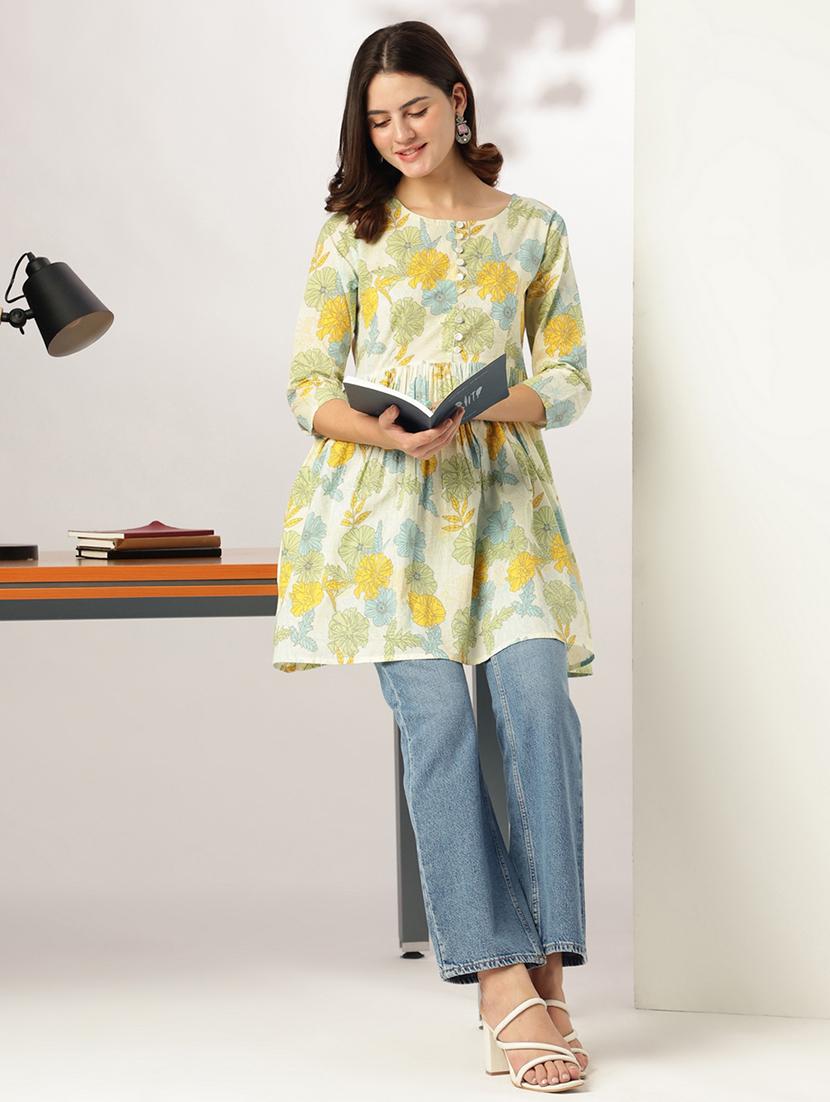 women floral printed flared kurti - 21926850 - Standard Image - 6