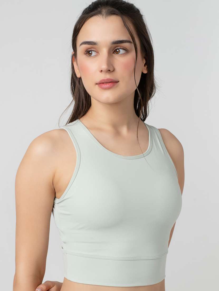 women solid lightly padded sports bra - 21926866 -  Standard Image - 1