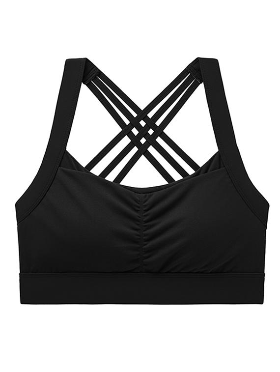 women solid lightly padded sports bra - 21926870 - Standard Image - 4