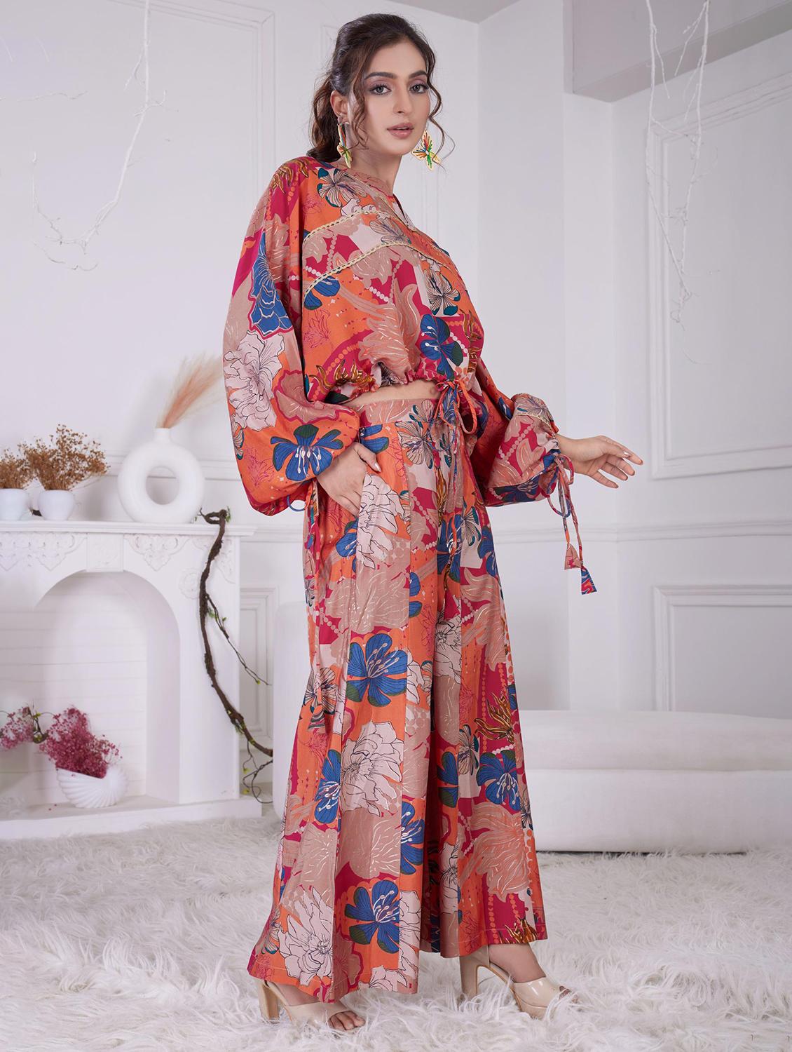 women floral printed long sleeve ethnic co-ord set - 21927936 - Standard Image - 1