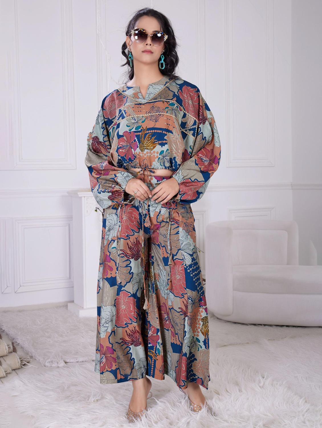 women floral printed long sleeve ethnic co-ord set - 21927937 -  Standard Image - 1