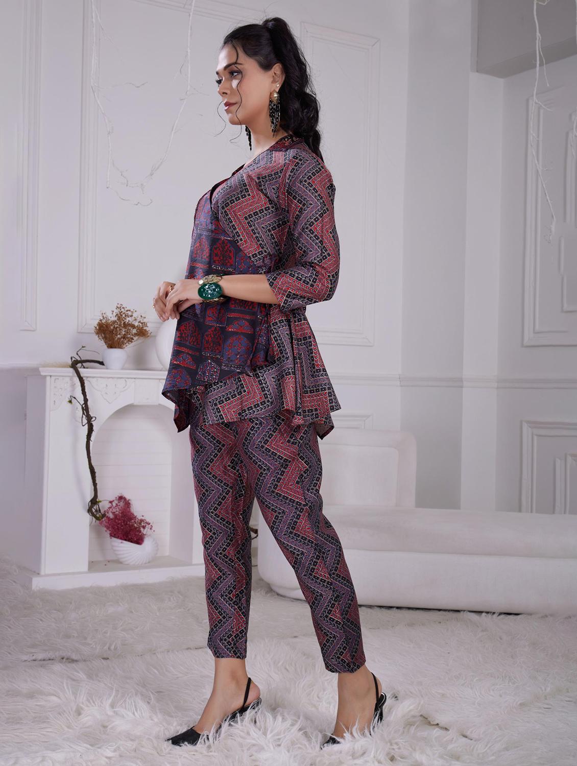 women three quarter sleeve ethnic co-ord set - 21927949 -  Standard Image - 1